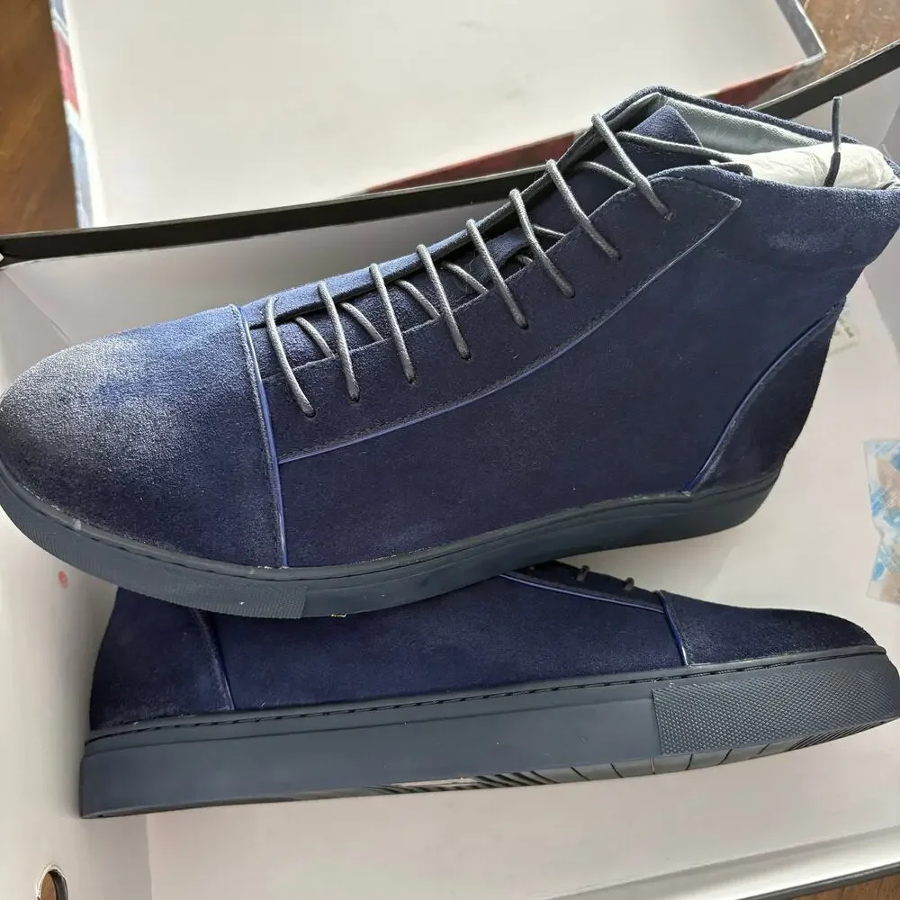 English Laundry Grundy Sneaker Boots 9 Blue Suede Leather NWT Chukka Combat Lace
